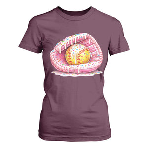 Softball Drip T Shirt For Women Ice Cream Sprinkles Softball Glove Girls Kid TS10 Maroon Print Your Wear