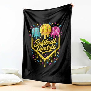 Softball Drip Throw Blanket Ice Cream Sprinkles Softball Life Style TS10 Print Your Wear