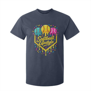 Softball Drip T Shirt For Kid Ice Cream Sprinkles Softball Life Style TS10 Navy Print Your Wear
