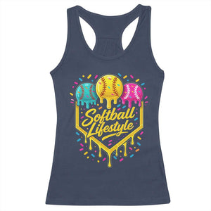 Softball Drip Racerback Tank Top Ice Cream Sprinkles Softball Life Style TS10 Navy Print Your Wear