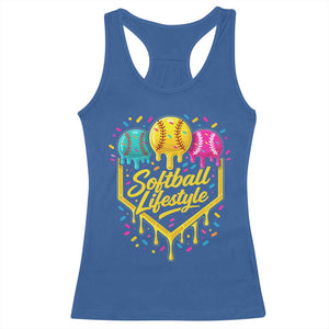 Softball Drip Racerback Tank Top Ice Cream Sprinkles Softball Life Style TS10 Royal Blue Print Your Wear