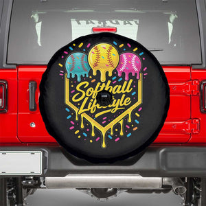 Softball Drip Spare Tire Cover Ice Cream Sprinkles Softball Life Style TS10 Black Print Your Wear