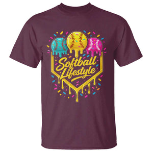 Softball Drip T Shirt Ice Cream Sprinkles Softball Life Style TS10 Maroon Print Your Wear