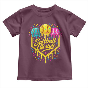 Softball Drip Toddler T Shirt Ice Cream Sprinkles Softball Life Style TS10 Maroon Print Your Wear