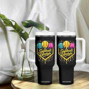 Softball Drip Tumbler With Handle Ice Cream Sprinkles Softball Life Style TS10 Print Your Wear