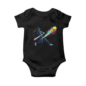 Softball Player Drip Baby Onesie TS10 Black Print Your Wear