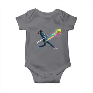 Softball Player Drip Baby Onesie TS10 Charcoal Print Your Wear