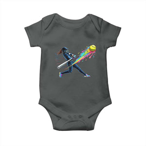 Softball Player Drip Baby Onesie TS10 Dark Heather Print Your Wear