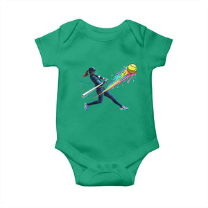 Softball Player Drip Baby Onesie TS10 Irish Green Print Your Wear