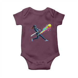 Softball Player Drip Baby Onesie TS10 Maroon Print Your Wear