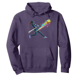 Softball Player Drip Hoodie TS10 Purple Print Your Wear
