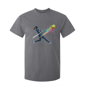 Softball Player Drip T Shirt For Kid TS10 Charcoal Print Your Wear