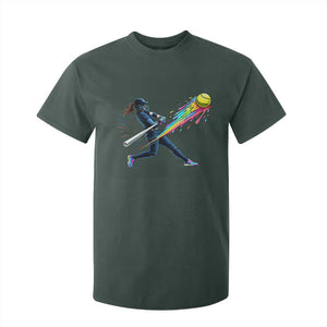 Softball Player Drip T Shirt For Kid TS10 Dark Forest Green Print Your Wear