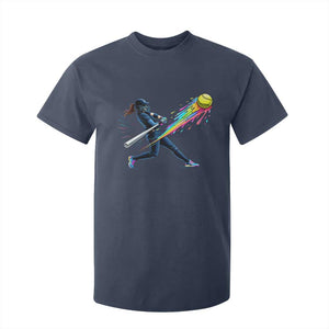 Softball Player Drip T Shirt For Kid TS10 Navy Print Your Wear