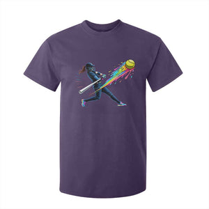 Softball Player Drip T Shirt For Kid TS10 Purple Print Your Wear
