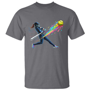 Softball Player Drip T Shirt TS10 Charcoal Print Your Wear