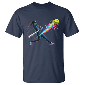 Softball Player Drip T Shirt TS10 Navy Print Your Wear