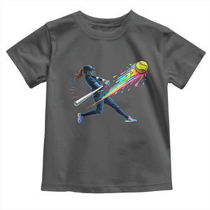 Softball Player Drip Toddler T Shirt TS10 Dark Heather Print Your Wear