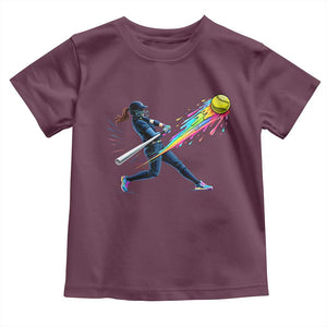 Softball Player Drip Toddler T Shirt TS10 Maroon Print Your Wear