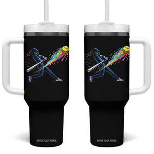 Softball Player Drip Tumbler With Handle TS10 One Size: 40 oz Black Print Your Wear
