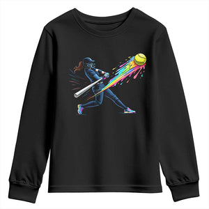 Softball Player Drip Youth Sweatshirt TS10 Black Print Your Wear