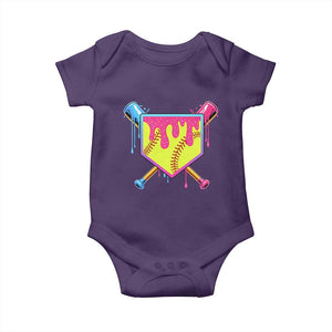 Softball Drip Baby Onesie Ice Cream Drip Youth Girls Softball Sport TS10 Purple Print Your Wear