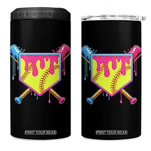 Softball Drip 4 in 1 Can Cooler Tumbler Ice Cream Drip Youth Girls Softball Sport TS10 One Size: 16 oz Black Print Your Wear