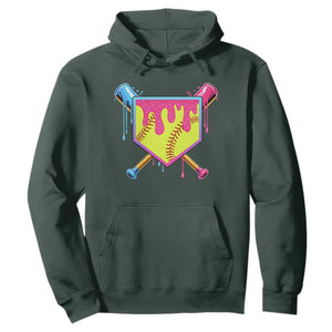 Softball Drip Hoodie Ice Cream Drip Youth Girls Softball Sport TS10 Dark Forest Green Print Your Wear