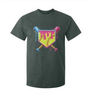 Softball Drip T Shirt For Kid Ice Cream Drip Youth Girls Softball Sport TS10 Dark Forest Green Print Your Wear