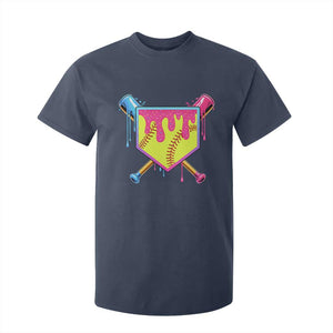 Softball Drip T Shirt For Kid Ice Cream Drip Youth Girls Softball Sport TS10 Navy Print Your Wear