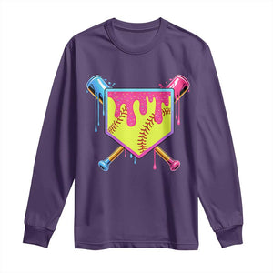Softball Drip Long Sleeve Shirt Ice Cream Drip Youth Girls Softball Sport TS10 Purple Print Your Wear