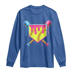 Softball Drip Long Sleeve Shirt Ice Cream Drip Youth Girls Softball Sport TS10 Royal Blue Print Your Wear