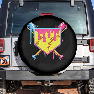 Softball Drip Spare Tire Cover Ice Cream Drip Youth Girls Softball Sport TS10 No hole Black Print Your Wear