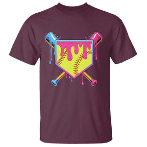 Softball Drip T Shirt Ice Cream Drip Youth Girls Softball Sport TS10 Maroon Print Your Wear