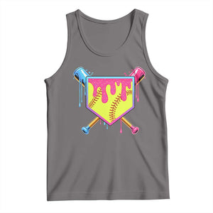 Softball Drip Tank Top Ice Cream Drip Youth Girls Softball Sport TS10 Deep Heather Print Your Wear