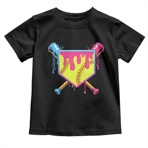 Softball Drip Toddler T Shirt Ice Cream Drip Youth Girls Softball Sport TS10 Black Print Your Wear