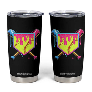 Softball Drip Tumbler Cup Ice Cream Drip Youth Girls Softball Sport TS10 Black Print Your Wear