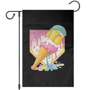 Softball Drip Garden Flag Cute Softball Girls Ice Cream Drip Game Day TS10 Black Print Your Wear