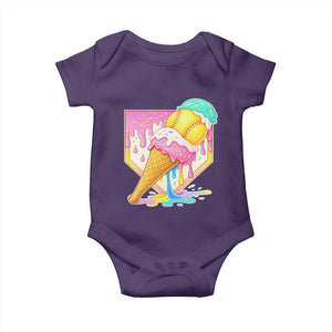 Softball Drip Baby Onesie Cute Softball Girls Ice Cream Drip Game Day TS10 Purple Print Your Wear
