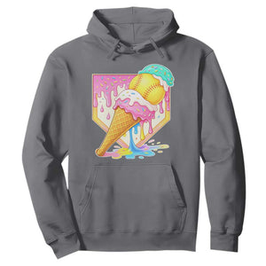 Softball Drip Hoodie Cute Softball Girls Ice Cream Drip Game Day TS10 Charcoal Print Your Wear