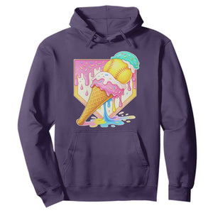 Softball Drip Hoodie Cute Softball Girls Ice Cream Drip Game Day TS10 Purple Print Your Wear