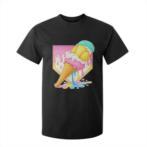 Softball Drip T Shirt For Kid Cute Softball Girls Ice Cream Drip Game Day TS10 Black Print Your Wear