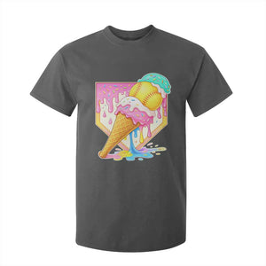 Softball Drip T Shirt For Kid Cute Softball Girls Ice Cream Drip Game Day TS10 Dark Heather Print Your Wear