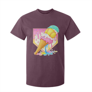 Softball Drip T Shirt For Kid Cute Softball Girls Ice Cream Drip Game Day TS10 Maroon Print Your Wear
