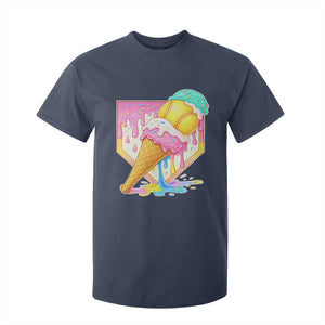 Softball Drip T Shirt For Kid Cute Softball Girls Ice Cream Drip Game Day TS10 Navy Print Your Wear