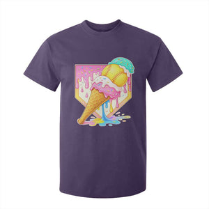 Softball Drip T Shirt For Kid Cute Softball Girls Ice Cream Drip Game Day TS10 Purple Print Your Wear
