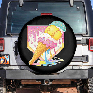 Softball Drip Spare Tire Cover Cute Softball Girls Ice Cream Drip Game Day TS10 No hole Black Print Your Wear