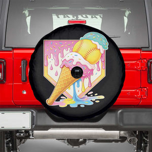 Softball Drip Spare Tire Cover Cute Softball Girls Ice Cream Drip Game Day TS10 Black Print Your Wear