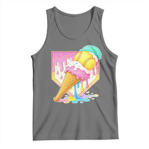 Softball Drip Tank Top Cute Softball Girls Ice Cream Drip Game Day TS10 Black Heather Print Your Wear