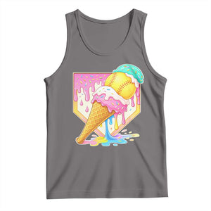 Softball Drip Tank Top Cute Softball Girls Ice Cream Drip Game Day TS10 Deep Heather Print Your Wear
